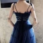 Elegante Königliches Blau Abendkleider 2020 A Linie Spaghettiträger Ärmellos Pailletten Glanz Tülle Lange Rüschen Rückenfreies Festliche Kleider