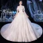 Vintage / Retro Ivory Bridal Wedding Dresses 2020 Ball Gown High Neck Short Sleeve Backless Appliques Lace Beading Glitter Tulle Cathedral Train Ruffle