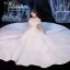 Vintage / Retro Ivory Bridal Wedding Dresses 2020 Ball Gown High Neck Short Sleeve Backless Appliques Lace Beading Glitter Tulle Cathedral Train Ruffle