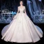 Chic / Belle Ivoire La Mariée Robe De Mariée 2020 Robe Boule De l'épaule Manches Courtes Dos Nu Appliques En Dentelle Perlage Glitter Tulle Cathedral Train Volants