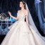 Chic / Belle Ivoire La Mariée Robe De Mariée 2020 Robe Boule De l'épaule Manches Courtes Dos Nu Appliques En Dentelle Perlage Glitter Tulle Cathedral Train Volants