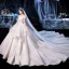 Elegant Ivory Bridal Wedding Dresses 2020 Ball Gown See-through Scoop Neck Short Sleeve Backless Glitter Tulle Appliques Lace Beading Cathedral Train Cascading Ruffles