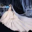 Elegant Ivory Bridal Wedding Dresses 2020 Ball Gown See-through Scoop Neck Short Sleeve Backless Glitter Tulle Appliques Lace Beading Cathedral Train Cascading Ruffles
