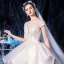Elegant Ivory Bridal Wedding Dresses 2020 Ball Gown See-through Scoop Neck Short Sleeve Backless Glitter Tulle Appliques Lace Beading Cathedral Train Cascading Ruffles
