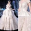 Elegant Ivory Bridal Wedding Dresses 2020 Ball Gown See-through Scoop Neck Short Sleeve Backless Glitter Tulle Appliques Lace Beading Cathedral Train Cascading Ruffles