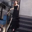 Chic / Belle Noire Vacances Robe De Soirée 2020 Princesse Bretelles Spaghetti Sans Manches Ceinture Longue Volants en Cascade Dos Nu Robe De Ceremonie