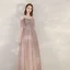 Chic / Belle Rougissant Rose Robe De Soirée 2020 Princesse Bretelles Spaghetti Manches Courtes Longue Volants Dos Nu Robe De Ceremonie