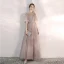 Elegant Blushing Pink Evening Dresses  2020 A-Line / Princess See-through Square Neckline Bell sleeves Sequins Beading Floor-Length / Long Ruffle Backless Formal Dresses