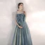 Elegante Meeresblau Abendkleider 2020 A Linie Spaghettiträger Ärmellos Perlenstickerei Strass Glanz Tülle Lange Rüschen Rückenfreies Festliche Kleider