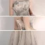 Stilig Champagne Selskapskjoler 2020 Prinsesse Kjæreste Uten Ermer Appliques Beading Paljetter Glitter Tyll Lange Buste Ryggløse Formelle Kjoler