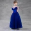 Cinderella Royal Blue Birthday Flower Girl Dresses 2020 Princess Off-The-Shoulder Short Sleeve Backless Appliques Butterfly Beading Pearl Floor-Length / Long Ruffle