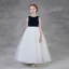 Two Tone Black White Flower Girl Dresses 2020 A-Line / Princess Scoop Neck Sleeveless Floor-Length / Long Ruffle