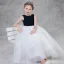 Two Tone Black White Flower Girl Dresses 2020 A-Line / Princess Scoop Neck Sleeveless Floor-Length / Long Ruffle