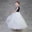 Two Tone Black White Flower Girl Dresses 2020 A-Line / Princess Scoop Neck Sleeveless Floor-Length / Long Ruffle