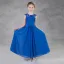 Chic / Beautiful Royal Blue Chiffon Flower Girl Dresses 2020 A-Line / Princess Scoop Neck Backless Sleeveless Appliques Lace Sequins Beading Floor-Length / Long Ruffle