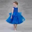 Chic / Beautiful Royal Blue Birthday Flower Girl Dresses 2020 Ball Gown Scoop Neck Sleeveless Glitter Polyester Tea-length Cascading Ruffles