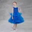 Chic / Beautiful Royal Blue Birthday Flower Girl Dresses 2020 Ball Gown Scoop Neck Sleeveless Glitter Polyester Tea-length Cascading Ruffles