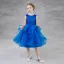 Chic / Beautiful Royal Blue Birthday Flower Girl Dresses 2020 Ball Gown Scoop Neck Sleeveless Glitter Polyester Tea-length Cascading Ruffles