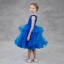 Chic / Beautiful Royal Blue Birthday Flower Girl Dresses 2020 Ball Gown Scoop Neck Sleeveless Glitter Polyester Tea-length Cascading Ruffles
