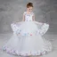 Flower Fairy White Flower Girl Dresses 2020 Ball Gown Scoop Neck Sleeveless Backless Appliques Flower Rhinestone Sweep Train Cascading Ruffles