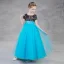 Chic / Beautiful Jade Green Birthday Flower Girl Dresses 2020 Empire Scoop Neck Short Sleeve Sequins Floor-Length / Long Ruffle