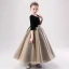 Two Tone Black Brown Birthday Flower Girl Dresses 2020 Ball Gown Scoop Neck 1/2 Sleeves Glitter Polyester Rhinestone Sash Floor-Length / Long