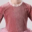 Charmant Rose Bonbon Daim Hiver Robe Ceremonie Fille 2020 Robe Boule Encolure Dégagée Manches Longues Glitter Étoile Longue Volants