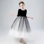 Elegant Black Gradient-Color White Birthday Flower Girl Dresses 2020 Ball Gown Scoop Neck 1/2 Sleeves Star Sequins Ankle Length Ruffle