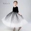 Elegant Black Gradient-Color White Birthday Flower Girl Dresses 2020 Ball Gown Scoop Neck 1/2 Sleeves Star Sequins Ankle Length Ruffle