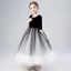 Elegant Black Gradient-Color White Birthday Flower Girl Dresses 2020 Ball Gown Scoop Neck 1/2 Sleeves Star Sequins Ankle Length Ruffle