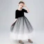 Elegant Black Gradient-Color White Birthday Flower Girl Dresses 2020 Ball Gown Scoop Neck 1/2 Sleeves Star Sequins Ankle Length Ruffle