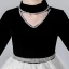 Vintage / Retro Black White Flower Girl Dresses 2020 A-Line / Princess High Neck 3/4 Sleeve Appliques Lace Rhinestone Sash Floor-Length / Long Ruffle