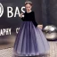 Élégant Violet Velour Hiver Anniversaire Robe Ceremonie Fille 2020 Princesse Encolure Dégagée Manches Longues Glitter Tulle Longue Volants