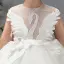 Mode Blanche Transparentes Anniversaire Robe Ceremonie Fille 2020 Robe Boule Encolure Dégagée Sans Manches Perlage Asymétrique Volants en Cascade