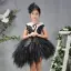 Mode Blanche Transparentes Anniversaire Robe Ceremonie Fille 2020 Robe Boule Encolure Dégagée Sans Manches Perlage Asymétrique Volants en Cascade