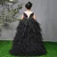 High Low Black See-through Birthday Flower Girl Dresses 2020 Ball Gown Scoop Neck Sleeveless Asymmetrical Cascading Ruffles