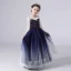 Starry Sky Navy Blue Birthday Flower Girl Dresses 2020 Ball Gown See-through Scoop Neck 3/4 Sleeve Star Sequins Floor-Length / Long Ruffle