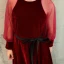 Elegant Burgundy Velour Birthday Flower Girl Dresses 2020 Sheath / Fit Scoop Neck Puffy Long Sleeve Sash Floor-Length / Long Ruffle