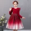 Affordable Navy Blue Birthday Flower Girl Dresses 2020 Ball Gown Scoop Neck Long Sleeve Star Sequins Knee-Length Ruffle