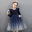 Affordable Navy Blue Birthday Flower Girl Dresses 2020 Ball Gown Scoop Neck Long Sleeve Star Sequins Knee-Length Ruffle