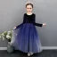 Affordable Royal Blue Birthday Flower Girl Dresses 2020 Ball Gown Scoop Neck Long Sleeve Glitter Star Floor-Length / Long Ruffle