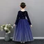 Affordable Royal Blue Birthday Flower Girl Dresses 2020 Ball Gown Scoop Neck Long Sleeve Glitter Star Floor-Length / Long Ruffle