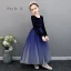 Affordable Royal Blue Birthday Flower Girl Dresses 2020 Ball Gown Scoop Neck Long Sleeve Glitter Star Floor-Length / Long Ruffle