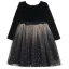 Affordable Black Birthday Flower Girl Dresses 2020 Ball Gown Scoop Neck 3/4 Sleeve Star Sequins Bow Sash Knee-Length Ruffle
