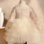 Affordable Champagne Birthday Flower Girl Dresses 2020 Ball Gown Scoop Neck Long Sleeve Braid Short Cascading Ruffles
