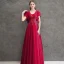 Chic / Beautiful Red Evening Dresses  2020 A-Line / Princess V-Neck Short Sleeve Appliques Beading Floor-Length / Long Ruffle Backless Formal Dresses