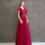 Chic / Beautiful Red Evening Dresses  2020 A-Line / Princess V-Neck Short Sleeve Appliques Beading Floor-Length / Long Ruffle Backless Formal Dresses