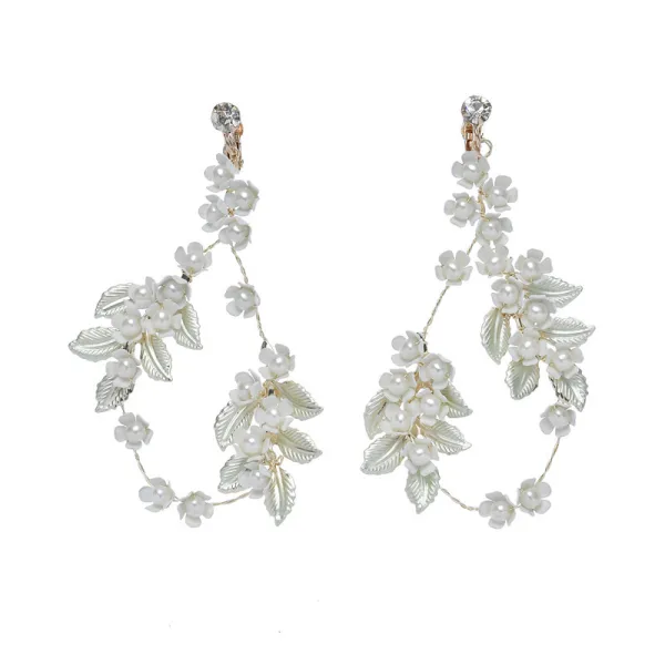 Elegant Gold Headpieces Bridal Jewelry 2020 Metal Beading Flower Headbands Earrings Wedding Accessories