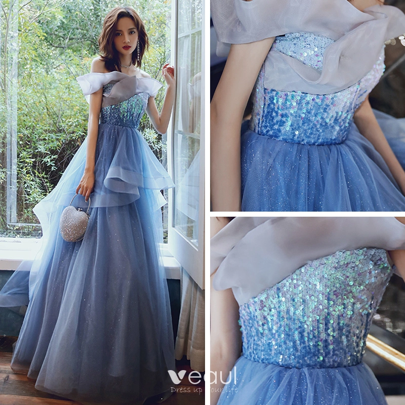 Elegant Baby Blue Evening Dress