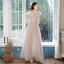 Affordable Pearl Pink Bridesmaid Dresses 2020 A-Line / Princess Backless Appliques Lace Floor-Length / Long Ruffle